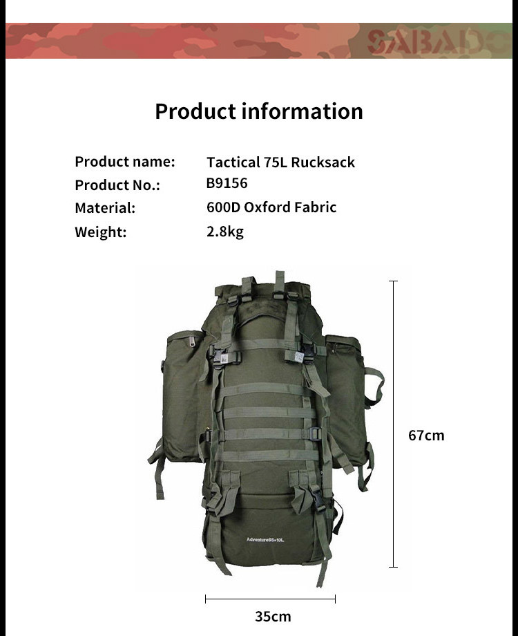 SABADO Outdoor Bags Camping Pack Hiking Rucksack Mochila Travel Molle Men Tactical Backpack