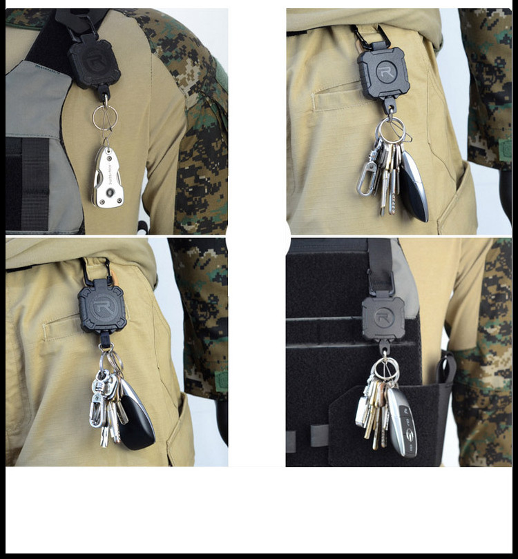 SABADO Outdoor Fly Fishing Retractor Locking Retractable Gear Tether Retractable Keychain Steel Retractable Cord