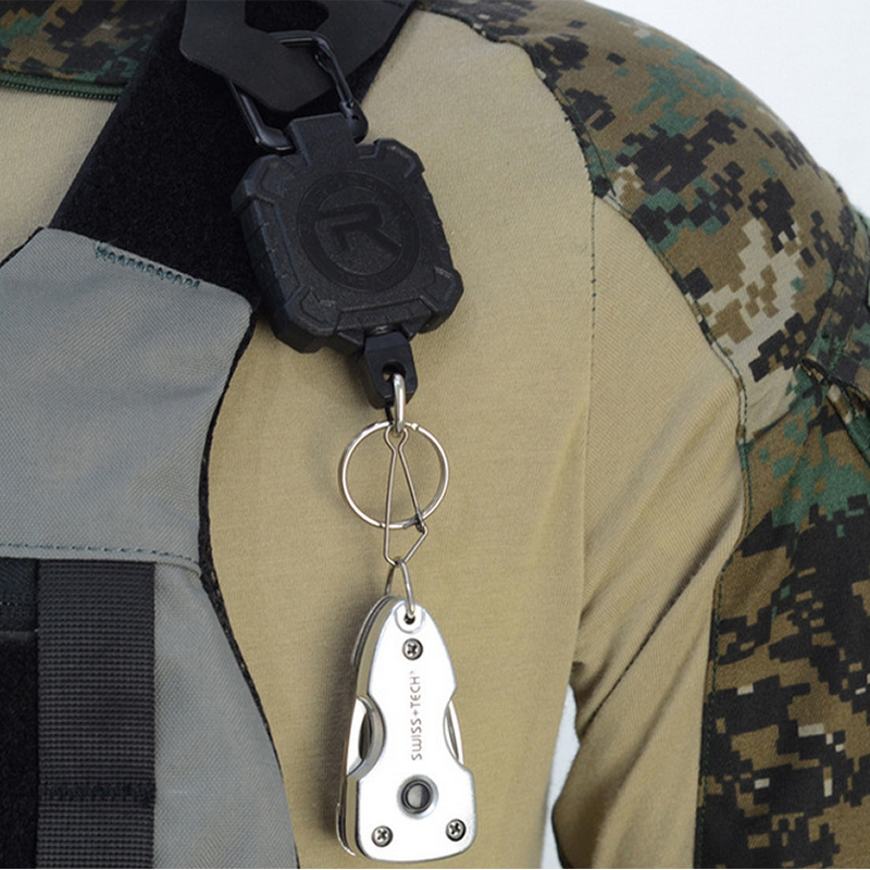 SABADO Outdoor Fly Fishing Tools Retractor Locking Gear Tether Heavy Duty Retractable Keychain With Steel Cord Accessories