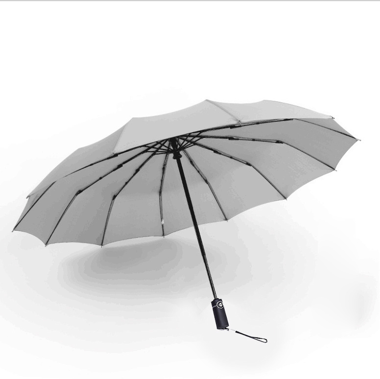 Gray, Black and Blue Reverse 3Folding Umbrella with12 Rib 23 Inch Waterproof and Anti-Storm Weather