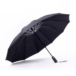 Gray, Black and Blue Reverse 3Folding Umbrella with12 Rib 23 Inch Waterproof and Anti-Storm Weather