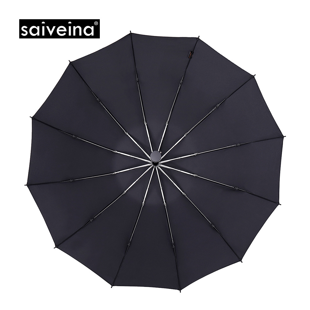 Gray, Black and Blue Reverse 3Folding Umbrella with12 Rib 23 Inch Waterproof and Anti-Storm Weather