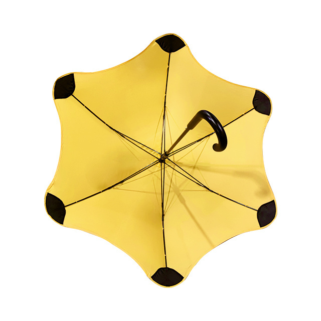 Factory Customized 6 Panel 21 inch Blunt Metro Travel Straight  Umbrella with U Curved Handle for Wind Resistance