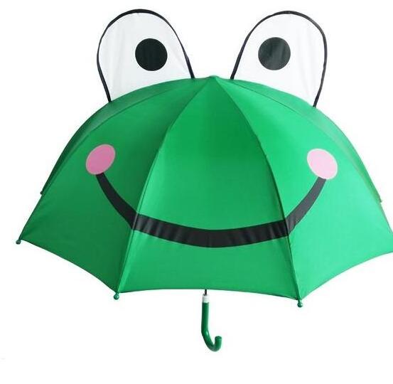 Kids Girls Boy Novelty Cartoon 3D Pop-up Ear Dome Hook Umbrella Rain Brolly Gift