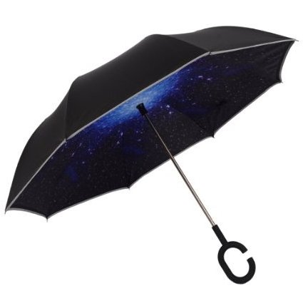 Fashion Unique Inverted Drip Free Vehicle Reflective Strip Safety Car Umbrella Anti-uv Sun And Rain Umbrellas