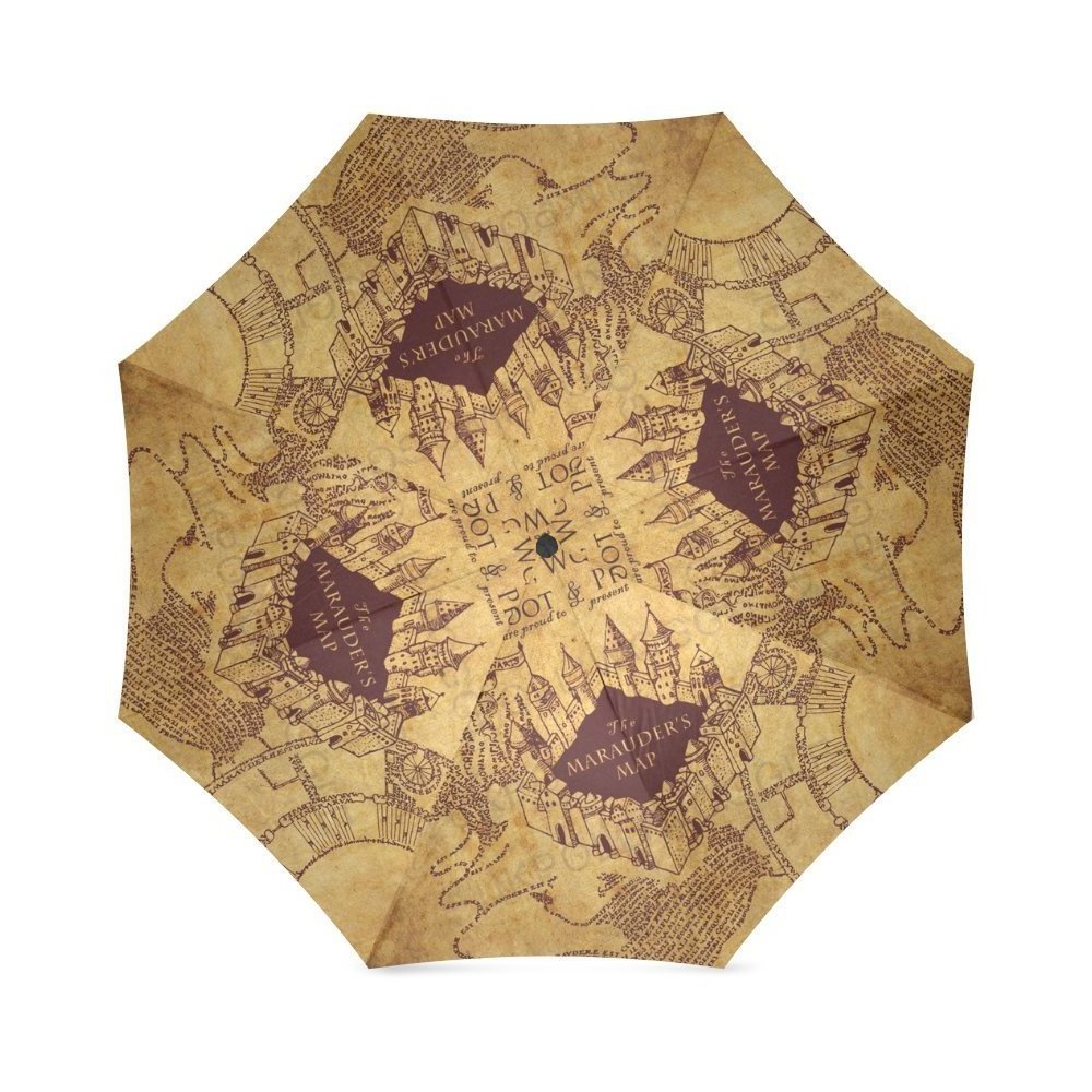 Custom Printing Unique Design Vintage Marauders Map Folding Rain Umbrella/Parasol/Sun Umbrella