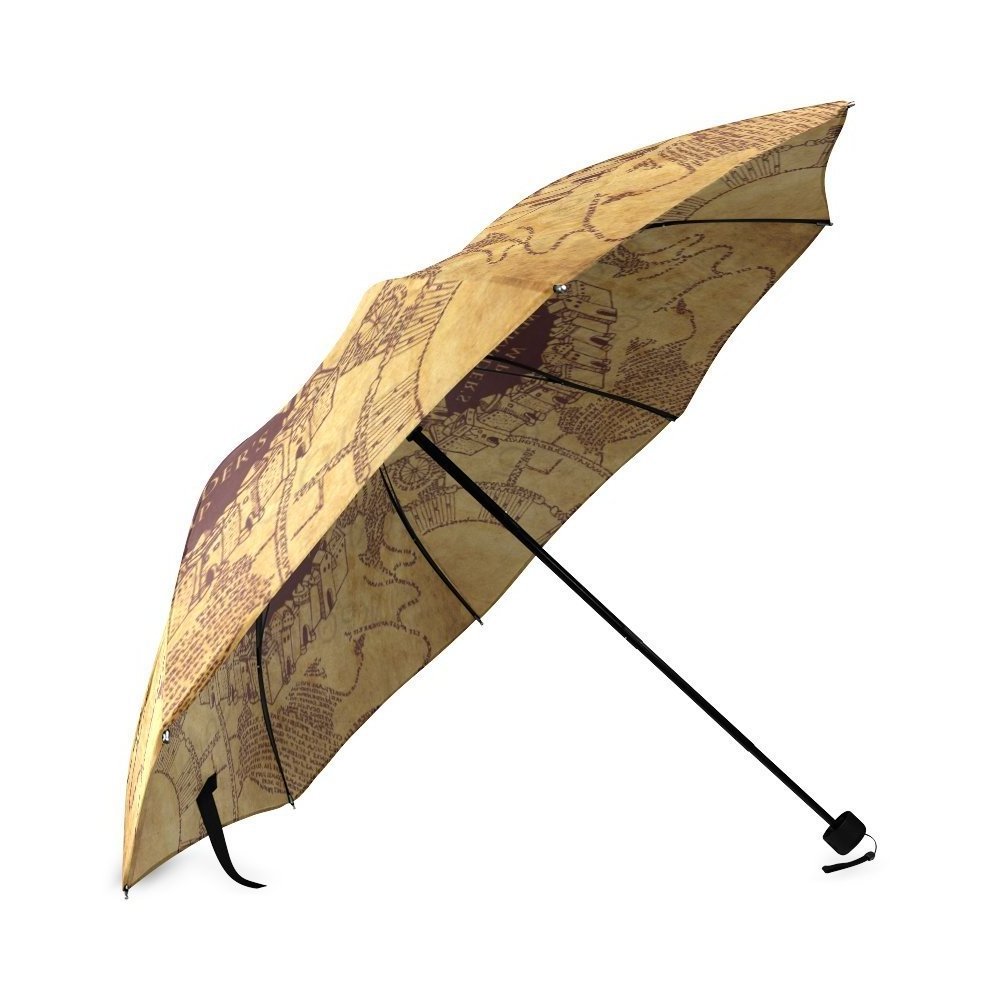 Custom Printing Unique Design Vintage Marauders Map Folding Rain Umbrella/Parasol/Sun Umbrella