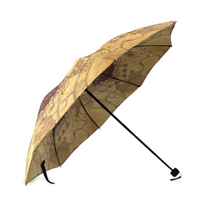 Custom Printing Unique Design Vintage Marauders Map Folding Rain Umbrella/Parasol/Sun Umbrella