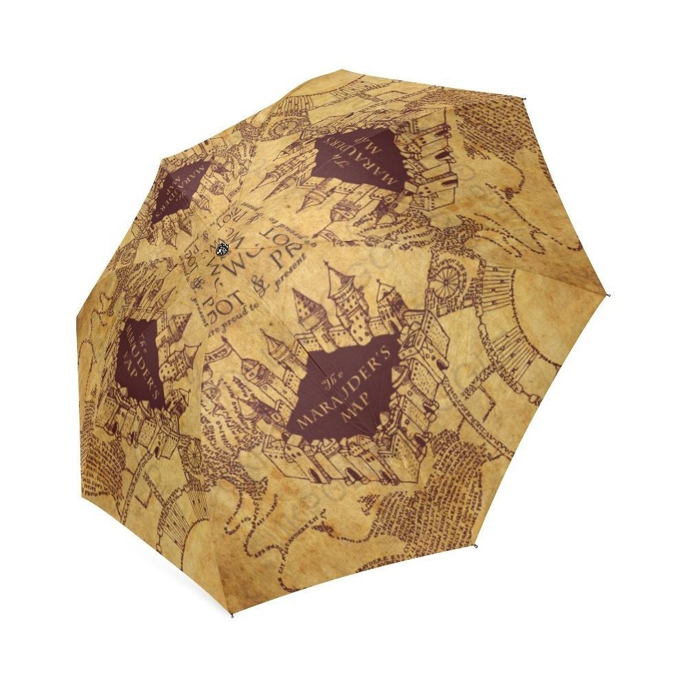 Custom Printing Unique Design Vintage Marauders Map Folding Rain Umbrella/Parasol/Sun Umbrella