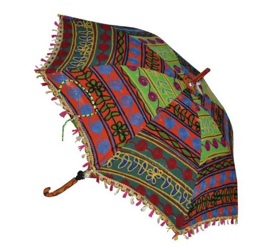 China wholesale Indian Handmade Bohemia Cotton Fashion Multi Colored Umbrella Embroidery Parasol