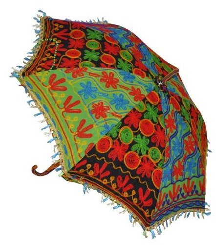 China wholesale Indian Handmade Bohemia Cotton Fashion Multi Colored Umbrella Embroidery Parasol