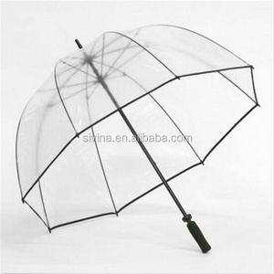 Clear Rain Fiberglass Golf Bubble Dome Umbrella with Black Trim