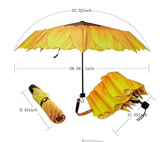 Sunflower Umbrella Manual Three Folding Windproof Opening and Closing Anti-ultraviolet Sun Umbrella