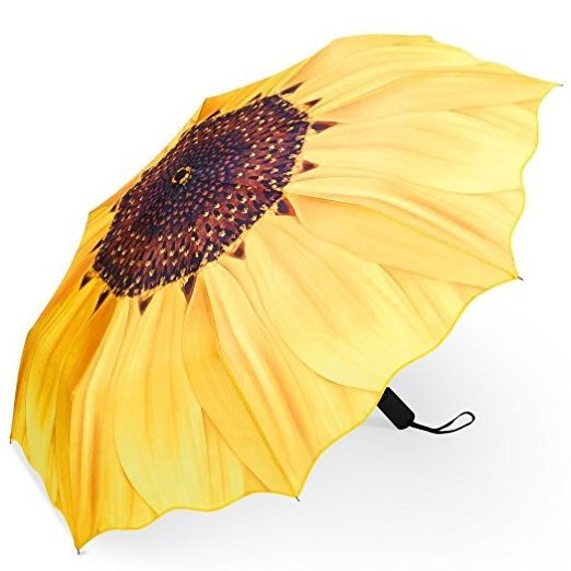 Sunflower Umbrella Manual Three Folding Windproof Opening and Closing Anti-ultraviolet Sun Umbrella