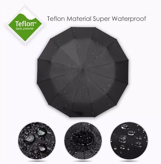 luxury 3 folding Umbrella Compact Protection from Rain Free with Leather Cover