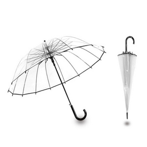 Factory Price 16 Ribs 23 inch open Transparent Umbrella Clear Straight Umbrella With Custom Logo for Alibaba  and for Amazon