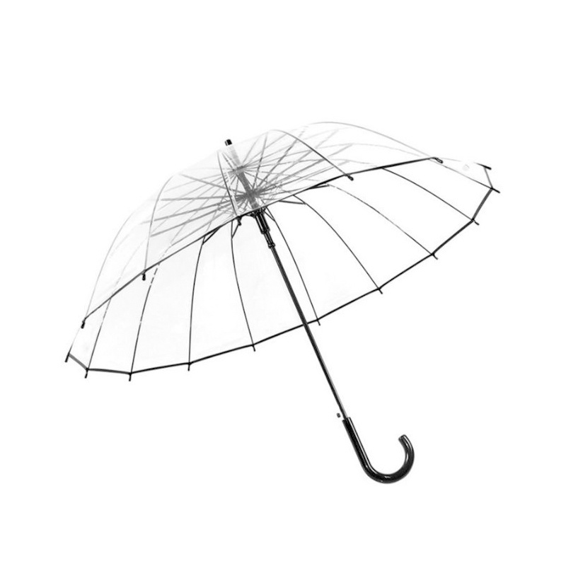 Factory Price 16 Ribs 23 inch open Transparent Umbrella Clear Straight Umbrella With Custom Logo for Alibaba  and for Amazon