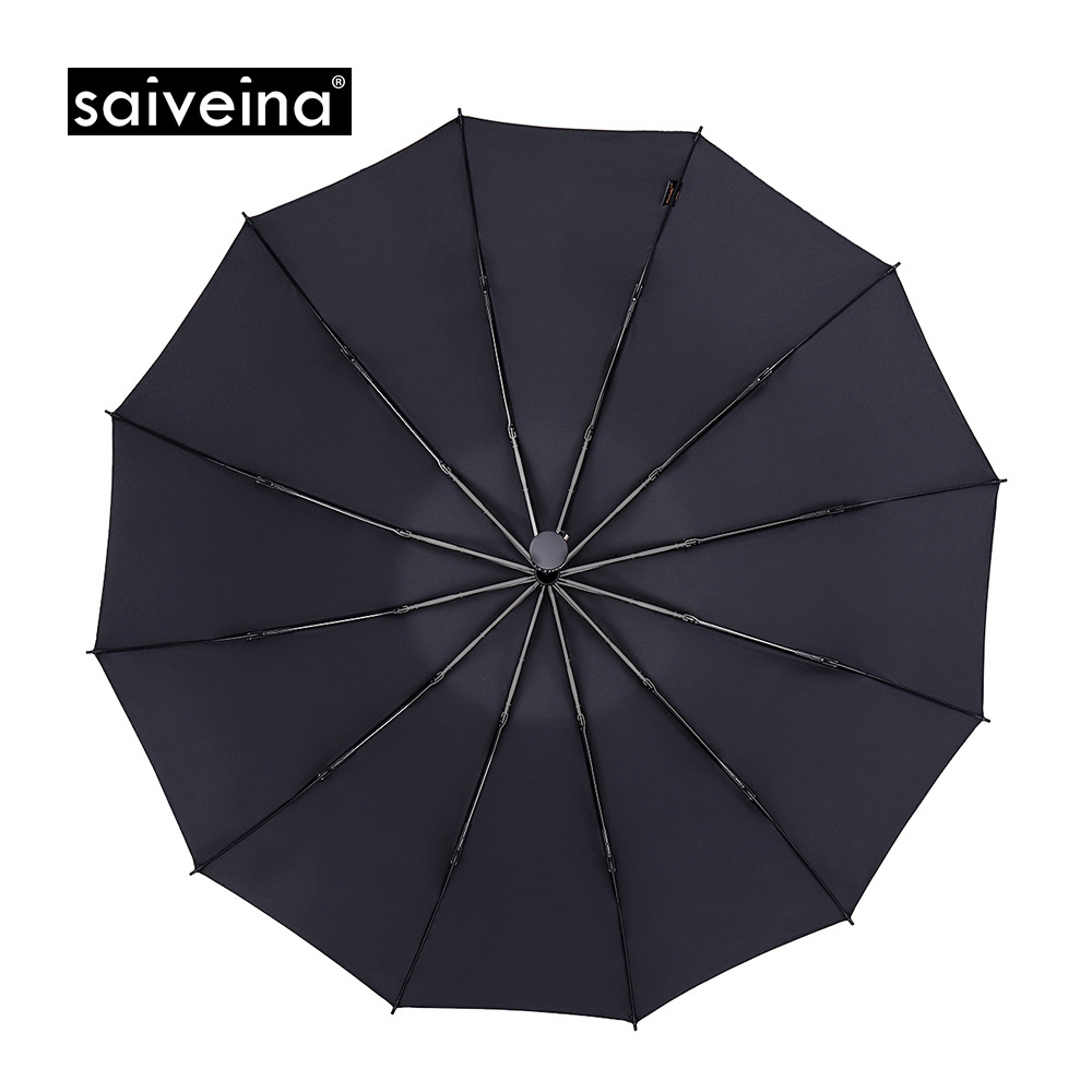 Portable 12 Rib 23Inch Reverse Automatic3 Folding Umbrella With Silver Strip  Anti- Wind Storm Umbrella with Waterproof