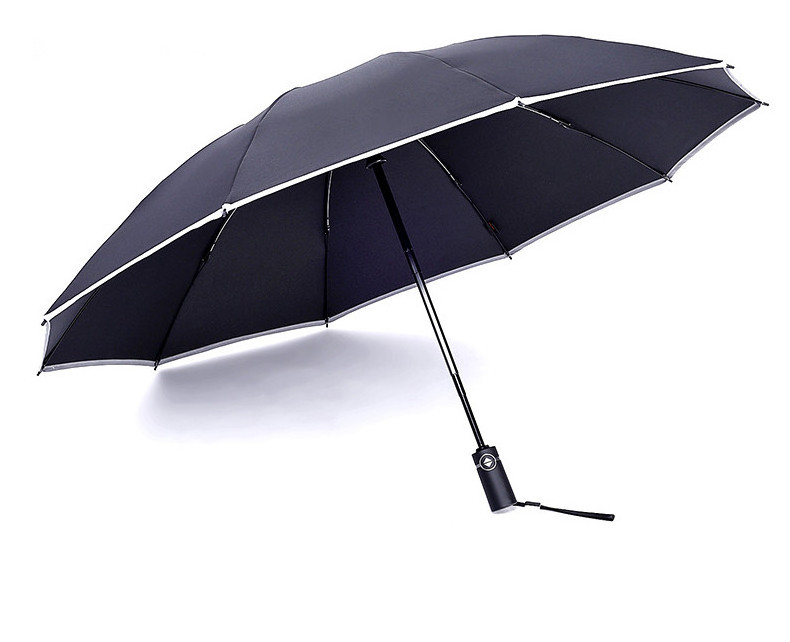 Portable 12 Rib 23Inch Reverse Automatic3 Folding Umbrella With Silver Strip  Anti- Wind Storm Umbrella with Waterproof