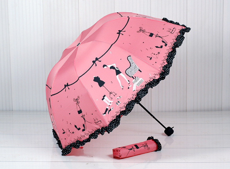 High heels Brand Princess brand new arched creative folding umbrella sun umbrella lace parasol umbrella rain women guarda chuva