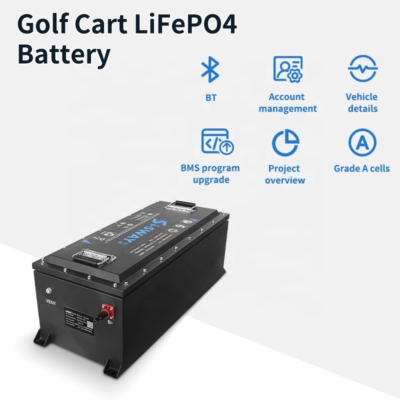 Wholesale Electric Golf Cart Batteries 48v 76v 96v 105ah 150ah 210ah Lithium Battery Pack Bluetooth LCD Display Golf Car Battery