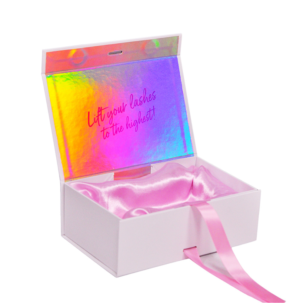 Custom Printed Luxury Rigid Glitter Paper Cosmetic Holographic Packaging Box Hair Care Package Wig Skin Care Packaging