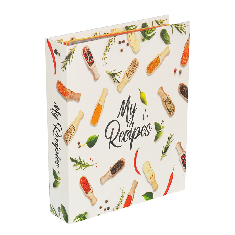 Spot wholesale or customization Seasoning Design Recipe Book Binder with 3 Ring, Large Protector, 4x6 Cards