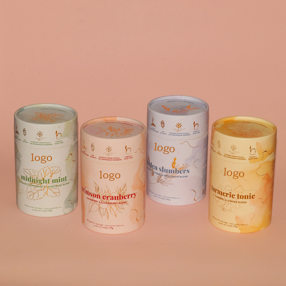 Biodegradable Food Grade Tea Cylinder Packaging Custom Kraft Paper Tube Round Tube