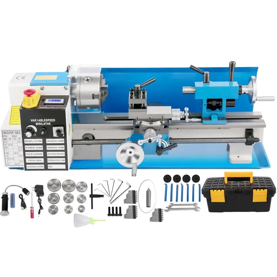 350MM mini Metal Lathe CJ18 550W Digital Screen Metal Gears Variable Speed Mini Lathe Machine