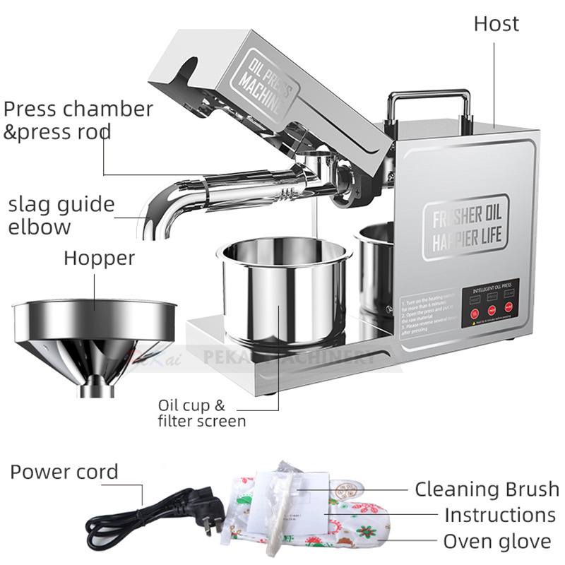 Home Commercial Use Oil Press Machine Vegetable Seeds Sunflower Oil Extractor Automatic Machine New Product 2020 Provided 220v