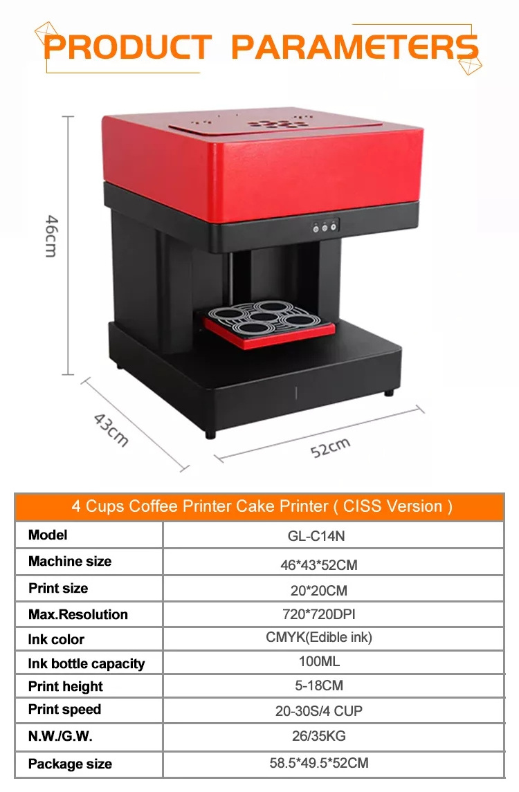 New Arrival 3D Edible Inkjet Printer Coffee Printing Machine Food Printer