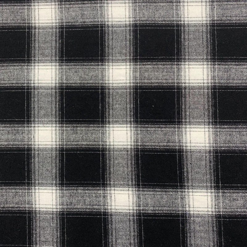 2023 Fashion Checked Fabric White And Black Plaid Brushed Flannel Twill Checked Yarn Dyed Fabric For Uniform/Shirt/Trousers