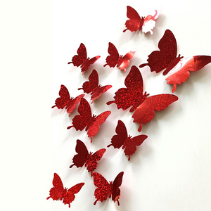 Wholesale 3D  Glitter Sequin Butterfly Wall Stickers Removable Wedding Bedroom Decorations Decals Sticker