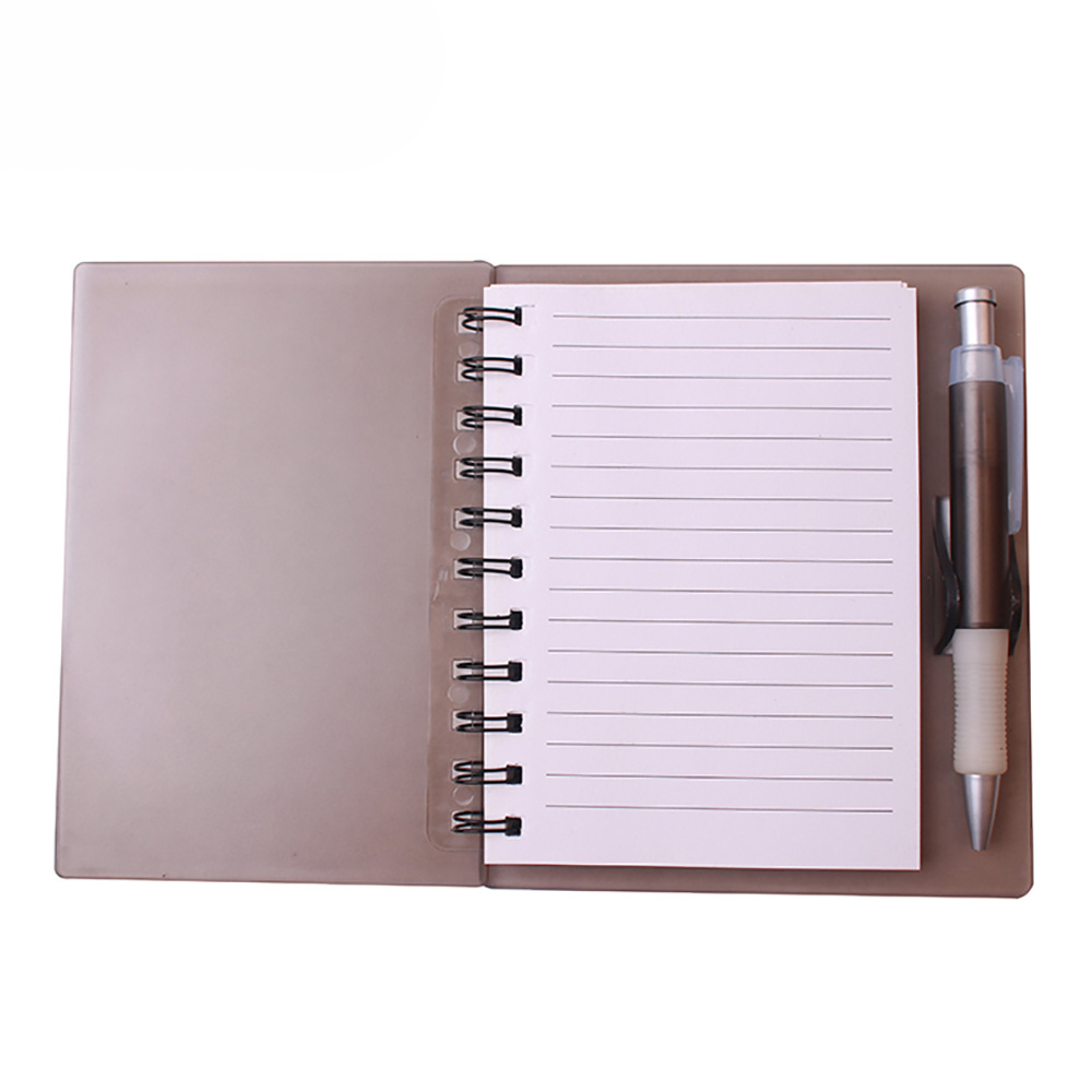 Plastic Spiral Double Coil Binding A6 Notebook With Pen