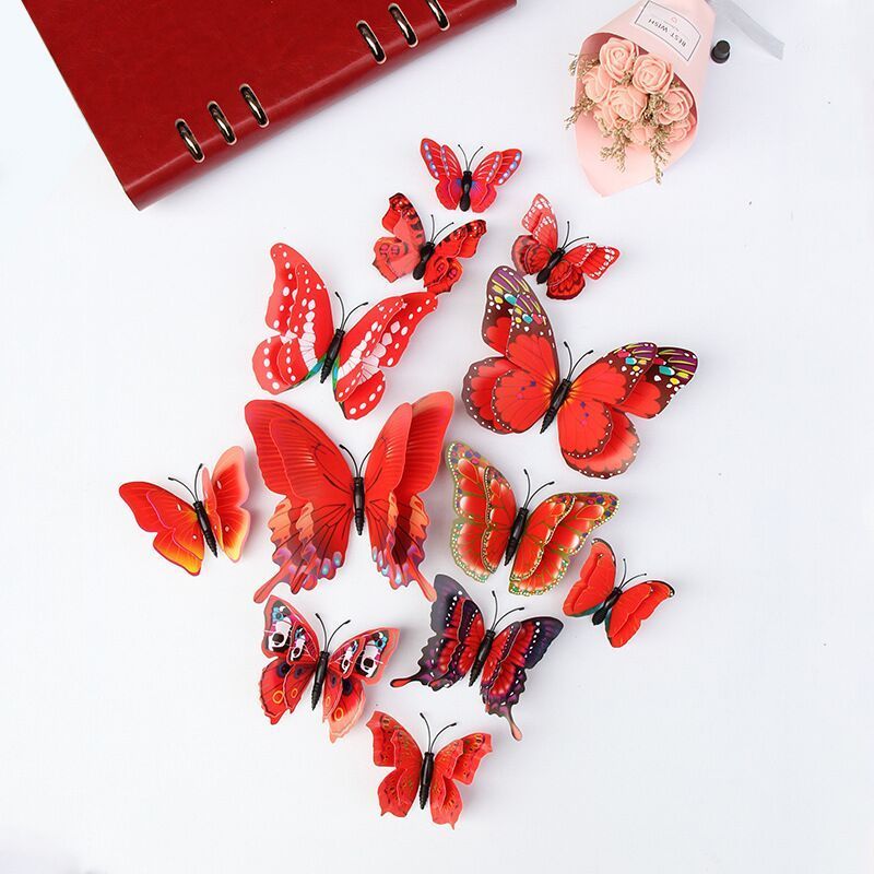 Double Layer 3D Simulation Butterfly Wall Sticker Decals Bedroom Living Room Porch Decoration