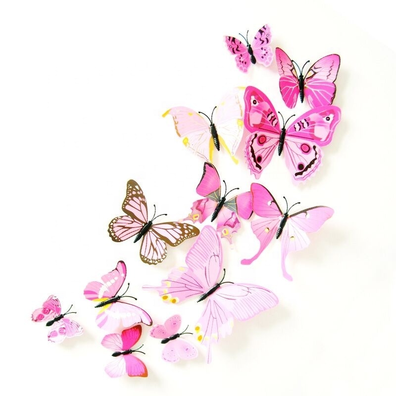 Butterflies 3D Wall Butterfly Stickers Art DIY PVC Removable Decors Wedding Decorations Single Wall Decals Sticker