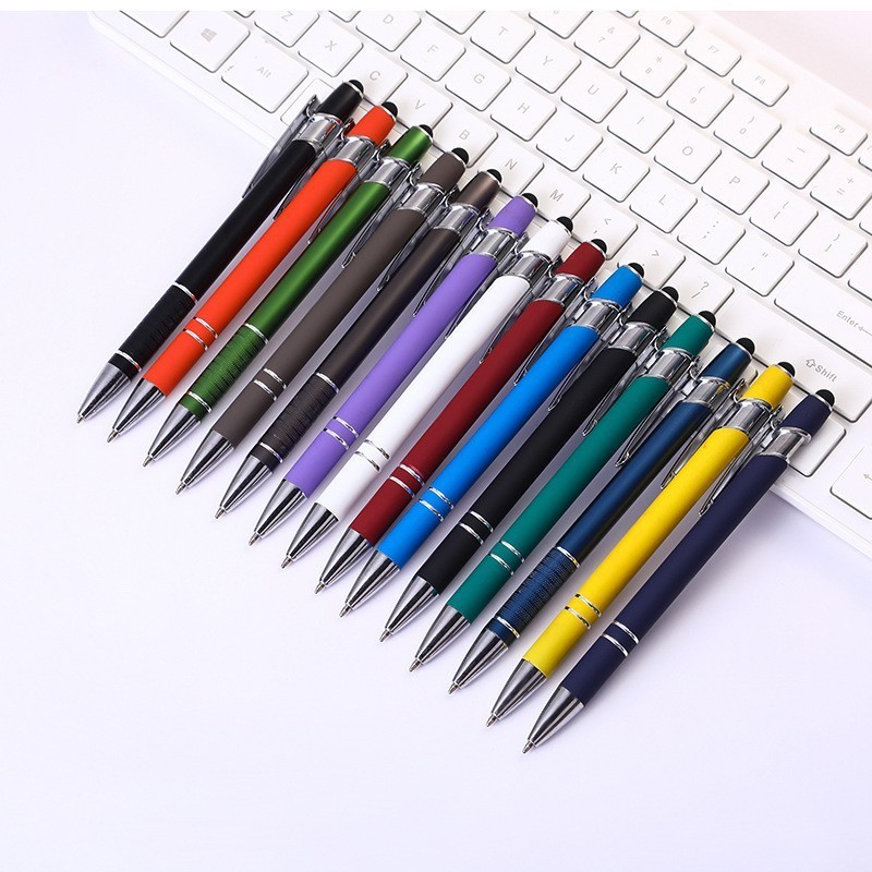 Promotional Cheapest Aluminum Ballpoint Stylus Pen With Soft Rubber Touch Screens Cheap Custom Logo Ball Pen For  Mobile