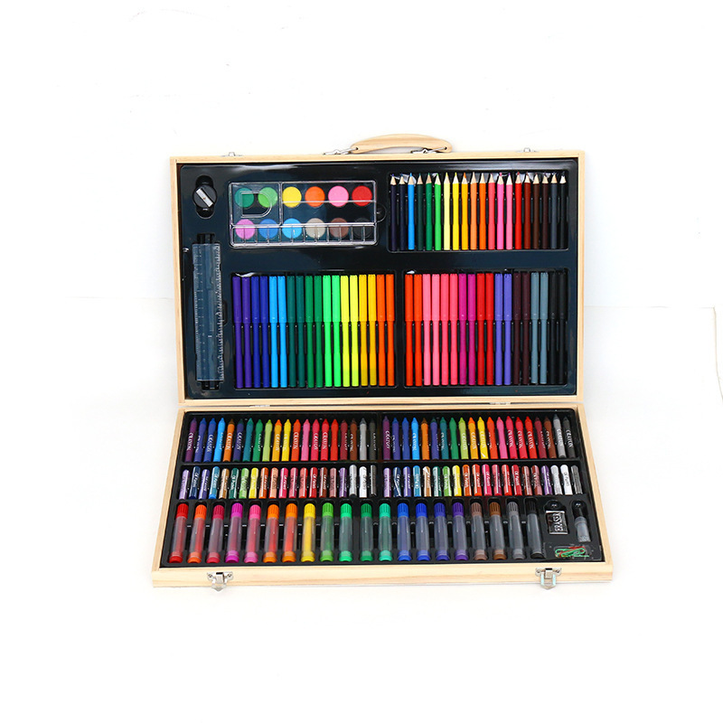 180 Pieces Children Drawing Supplies Watercolor Painting Set  With Wood Box