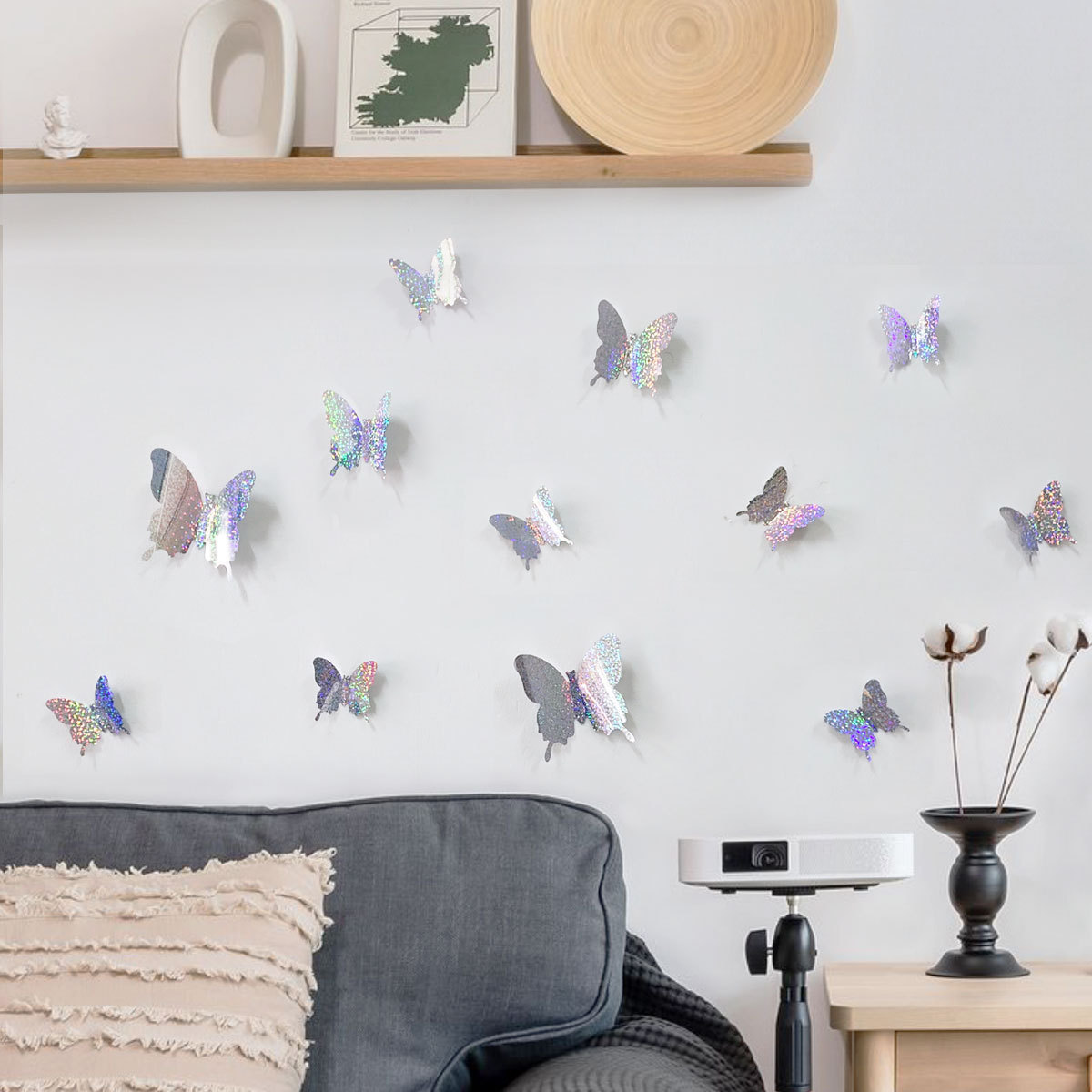 Wholesale 3D  Glitter Sequin Butterfly Wall Stickers Removable Wedding Bedroom Decorations Decals Sticker