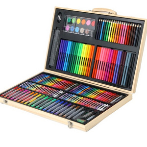 180 Pieces Children Drawing Supplies Watercolor Painting Set  With Wood Box