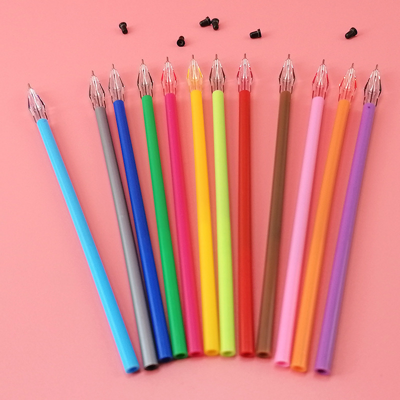 Creative Stationery Candy Color Diamond Tip Gel Refill Neutral Pen  Refillable 0.35mm Student  Gift