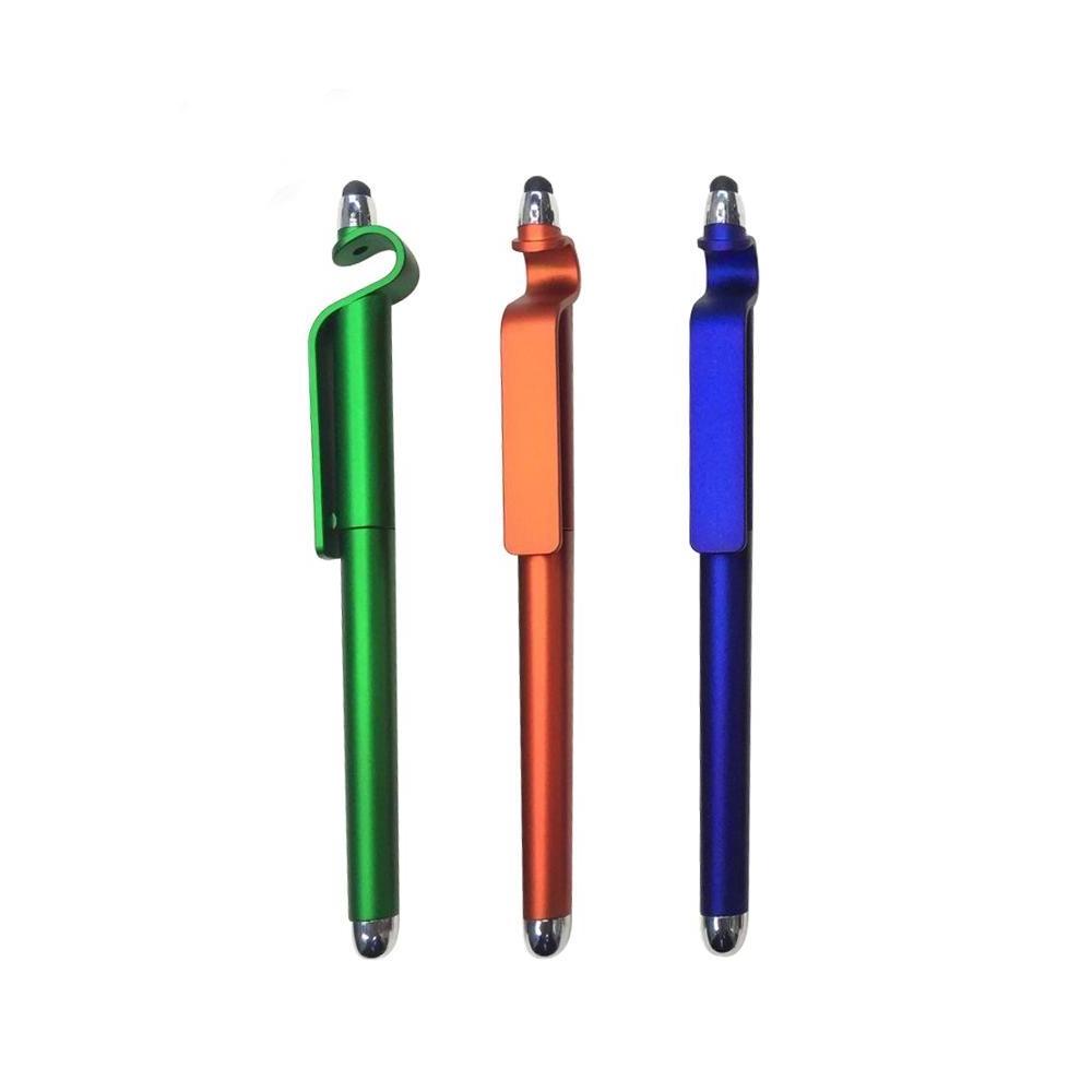 2 in 1 Plastic Pen Custom Logo Stylus Mobile Phone Holder Pen With Screen Cleaner