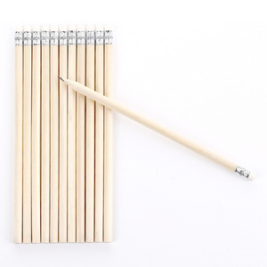 factory Custom Logo Nature wood color HB Pencil Round Shape With White Eraser