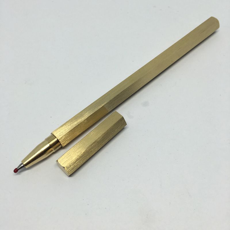 Gift Signature New Design Roller Handmade Copper Brass Pen New Year Vip Client Gifts Champagne Color Square Top Heavy Brass pen