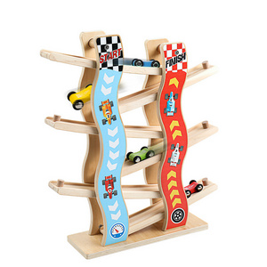 Ramp Racer Wooden children's pulley boy girl baby sliding rail car speed inertia glider toy Toddler Car Ramp Toys Race Tracks