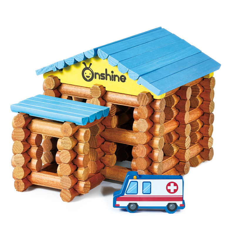 Hospital Log Set Prefabricated Wooden Building Blocks House Lincoln logs