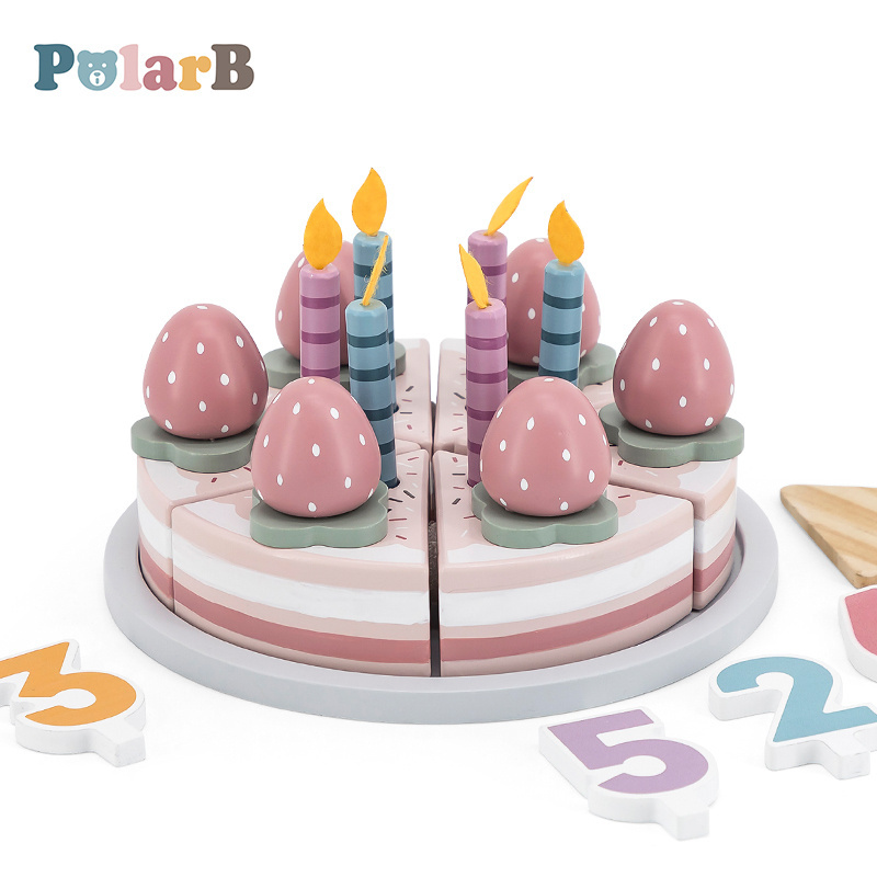 viga wooden birthday cake toy cute pink princess cake diy cut and happy set children's play house toys