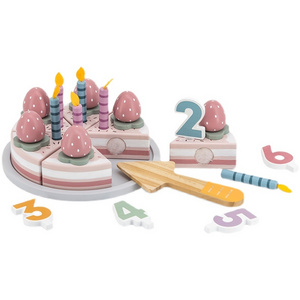 viga wooden birthday cake toy cute pink princess cake diy cut and happy set children's play house toys