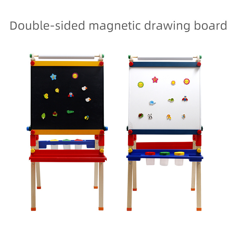 2020 new style Kids artist drawing board  Wooden magnetic drawing board Wooden Kid's Art Easel with Paper Roll and Accessories