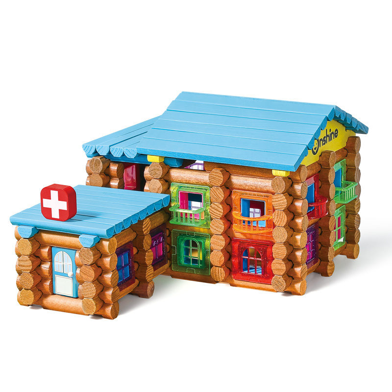 Hospital Log Set Prefabricated Wooden Building Blocks House Lincoln logs